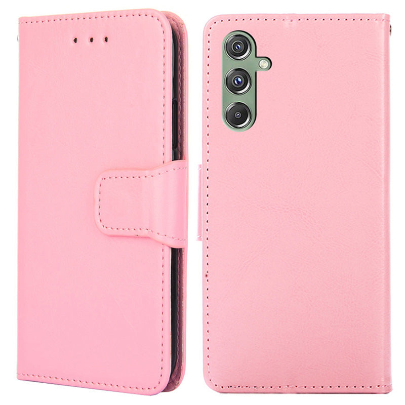 For Samsung Galaxy M34 5G / F34 5G Case Dustproof TPU+PU Leather Wallet Stand Cell Phone Protector - Pink