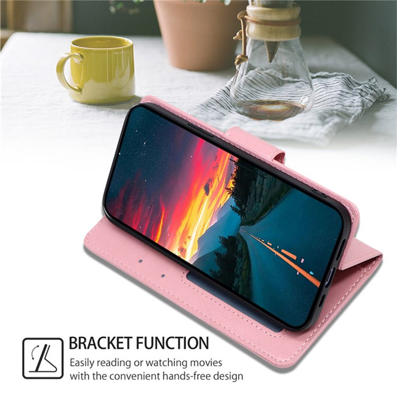 For Samsung Galaxy M34 5G / F34 5G Case Dustproof TPU+PU Leather Wallet Stand Cell Phone Protector - Pink