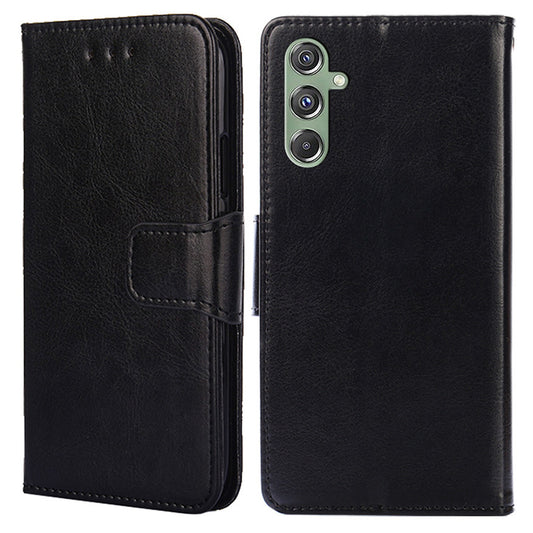 For Samsung Galaxy M34 5G / F34 5G Case Dustproof TPU+PU Leather Wallet Stand Cell Phone Protector - Black