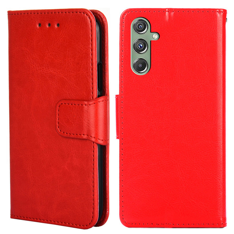 For Samsung Galaxy M34 5G / F34 5G Case Dustproof TPU+PU Leather Wallet Stand Cell Phone Protector - Red