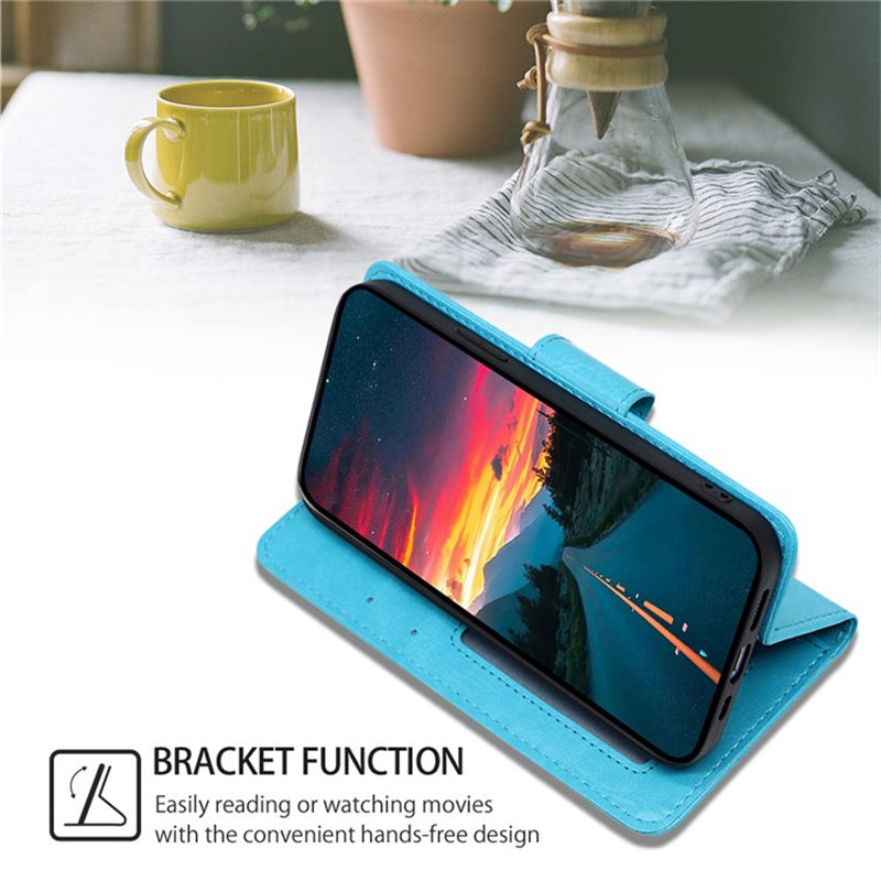 For Samsung Galaxy M34 5G / F34 5G Case Dustproof TPU+PU Leather Wallet Stand Cell Phone Protector - Baby Blue