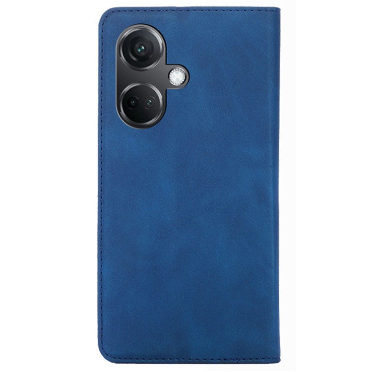 For OnePlus Nord CE3 5G Case Shockproof Skin-touch Flip Stand Card Slots PU Leather Phone Cover - Blue