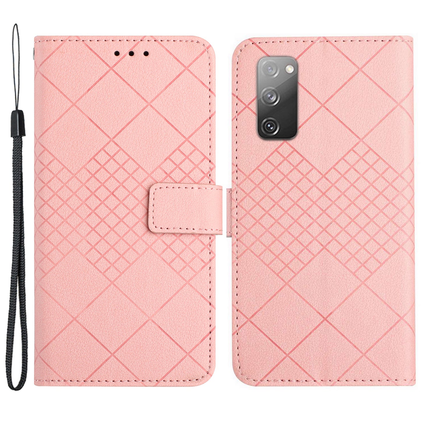 HT06 For Samsung Galaxy S20 FE 4G / FE 5G / S20 Lite / S20 FE 2022 Case Soft PU Leather Phone Cover - Pink