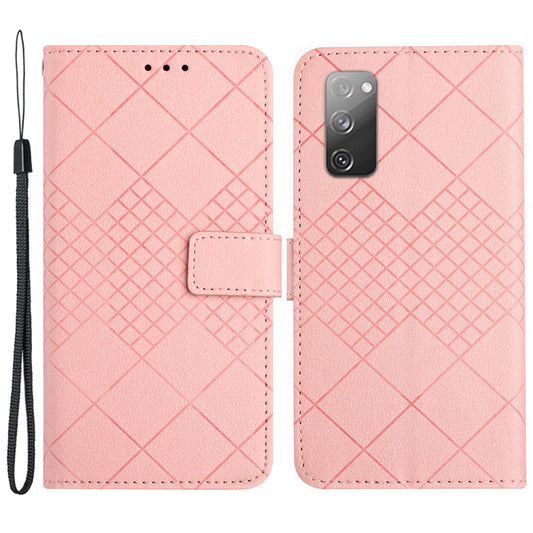 HT06 For Samsung Galaxy S20 FE 4G / FE 5G / S20 Lite / S20 FE 2022 Case Soft PU Leather Phone Cover - Pink