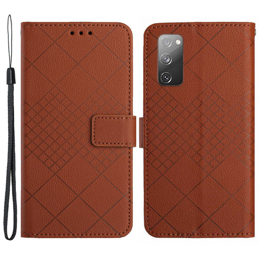 HT06 For Samsung Galaxy S20 FE 4G / FE 5G / S20 Lite / S20 FE 2022 Case Soft PU Leather Phone Cover - Brown
