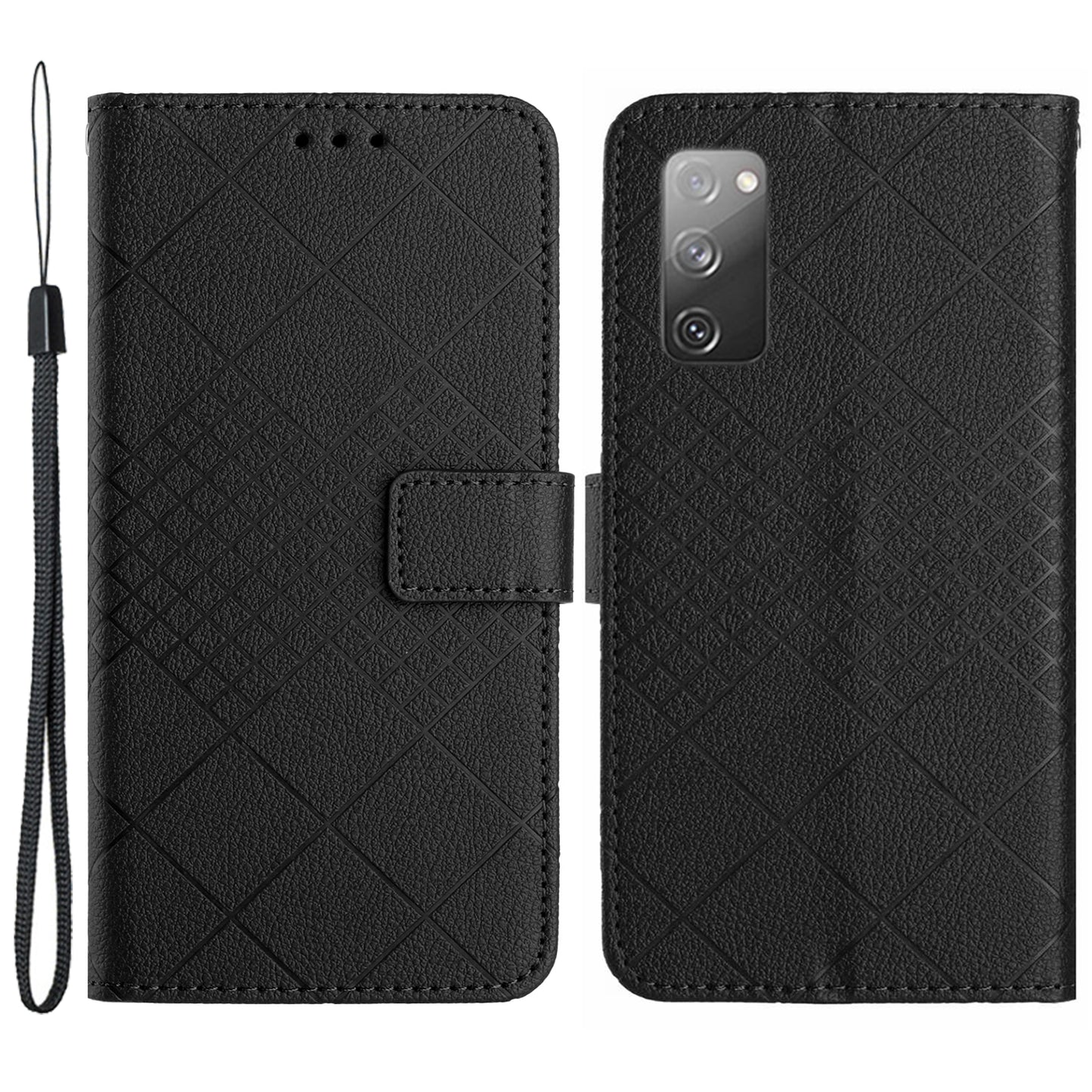 HT06 For Samsung Galaxy S20 FE 4G / FE 5G / S20 Lite / S20 FE 2022 Case Soft PU Leather Phone Cover - Black