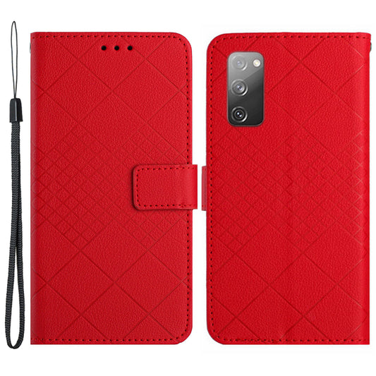 HT06 For Samsung Galaxy S20 FE 4G / FE 5G / S20 Lite / S20 FE 2022 Case Soft PU Leather Phone Cover - Red