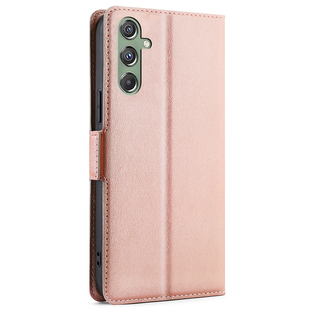 For Samsung Galaxy M34 5G / F34 5G Case Scratch-resistant PU Leather Phone Cover with Card Slot - Rose Gold
