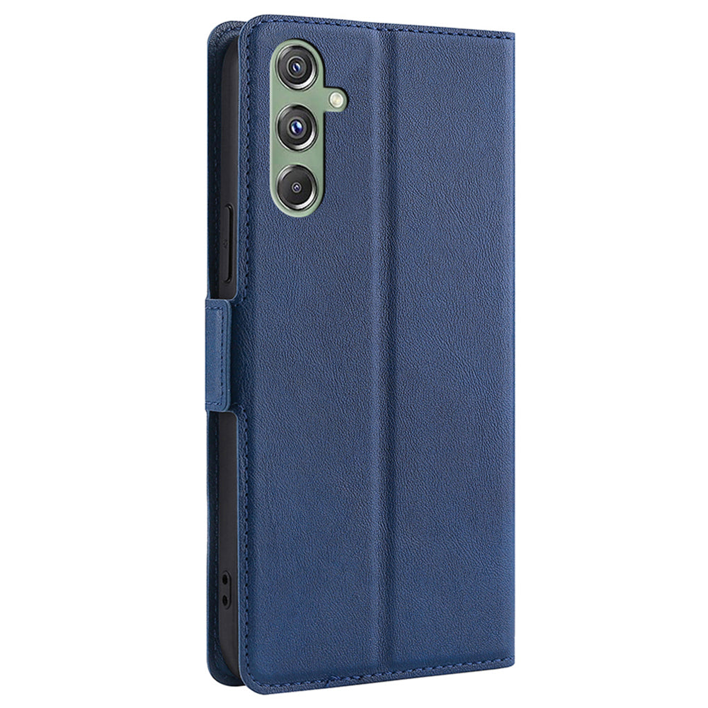 For Samsung Galaxy M34 5G / F34 5G Case Scratch-resistant PU Leather Phone Cover with Card Slot - Blue