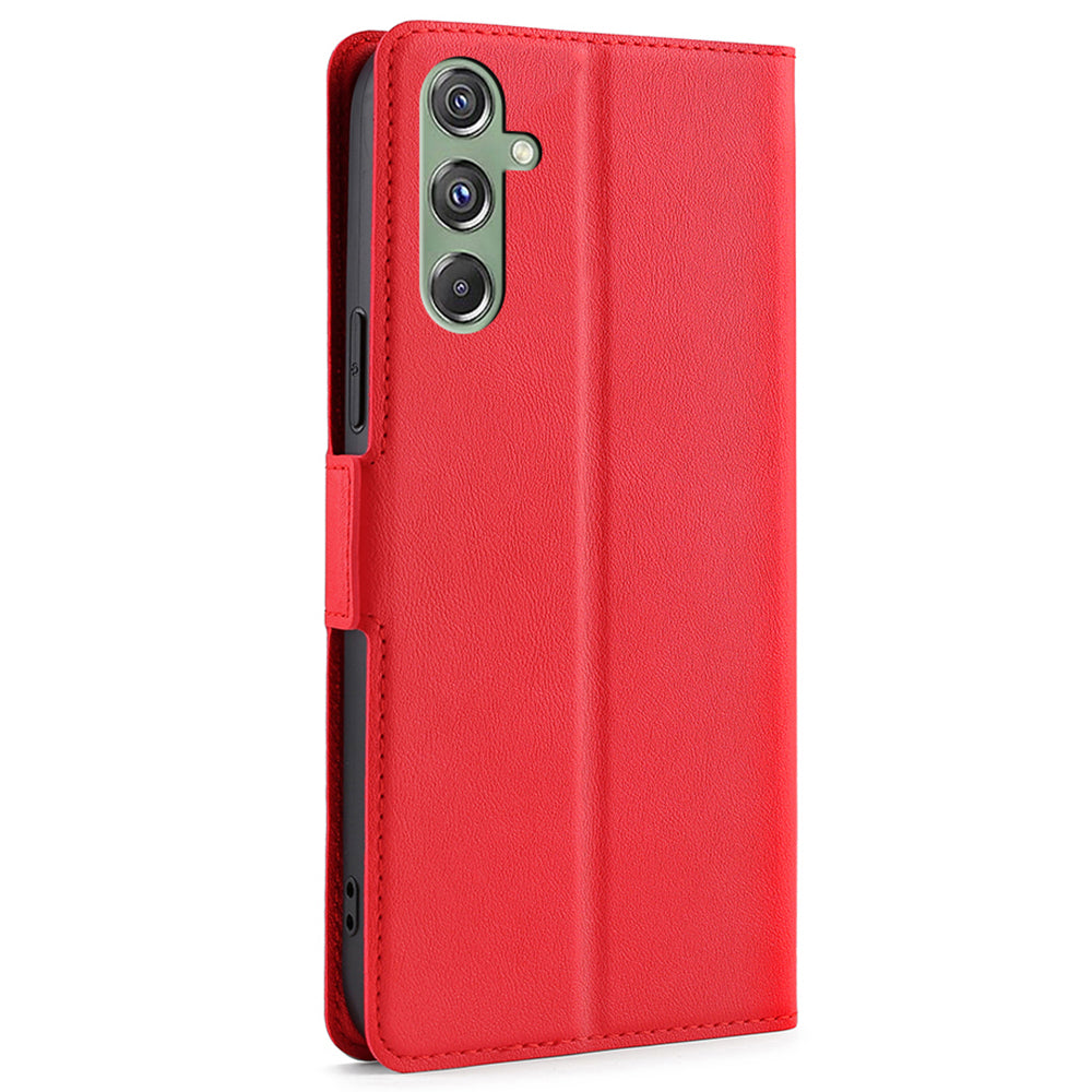 For Samsung Galaxy M34 5G / F34 5G Case Scratch-resistant PU Leather Phone Cover with Card Slot - Red