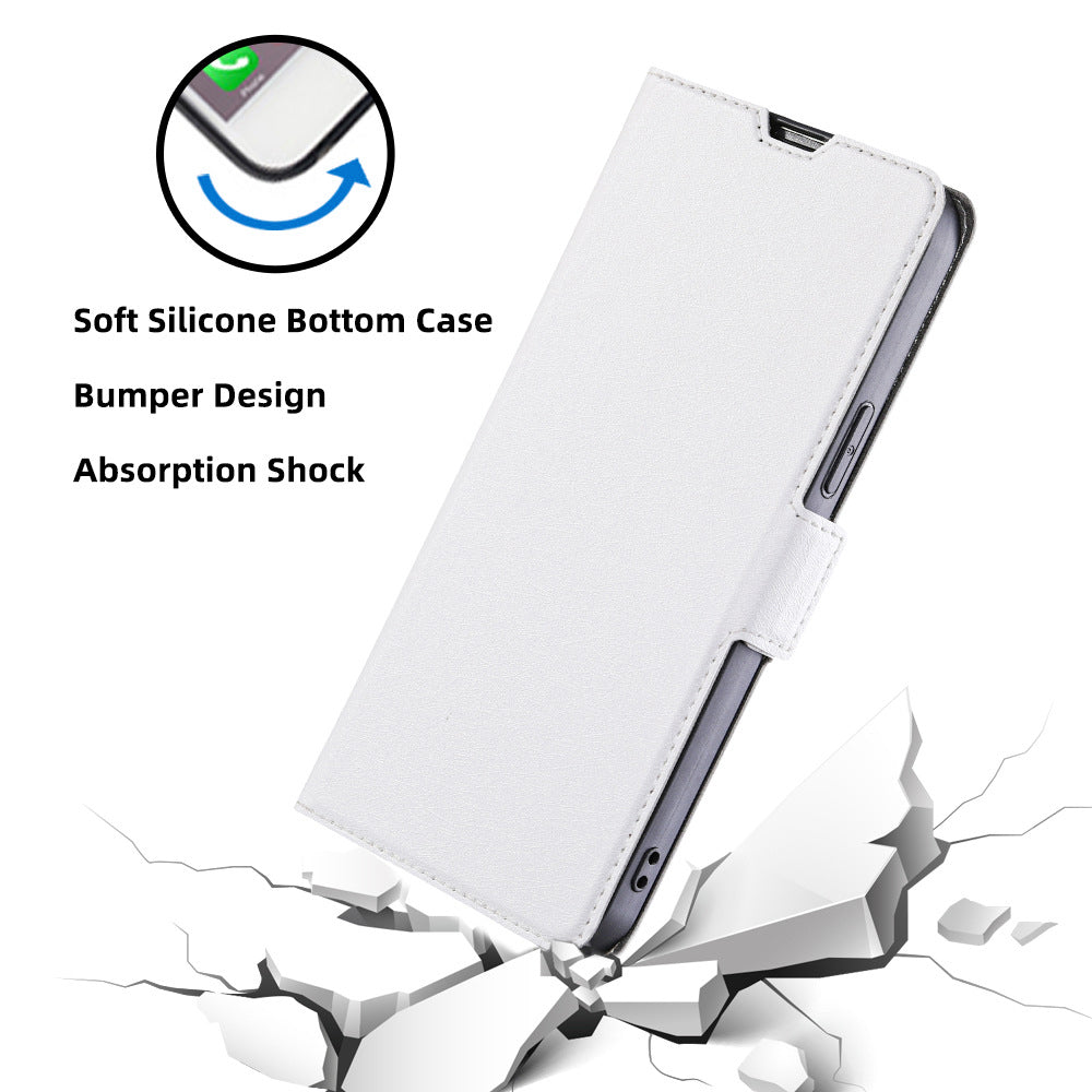 For Samsung Galaxy M34 5G / F34 5G Case Scratch-resistant PU Leather Phone Cover with Card Slot - White