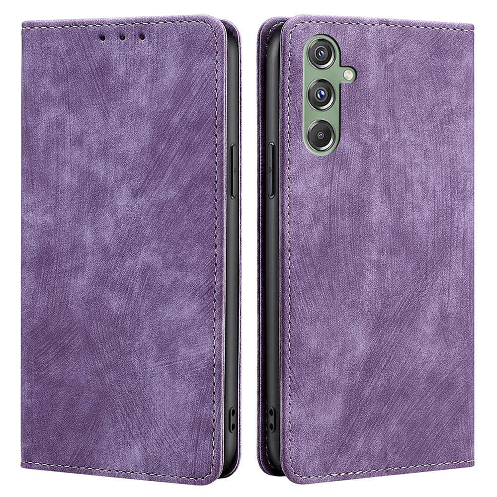 For Samsung Galaxy M34 5G / F34 5G Case Wallet PU Leather Phone Cover with RFID Blocking Function - Purple