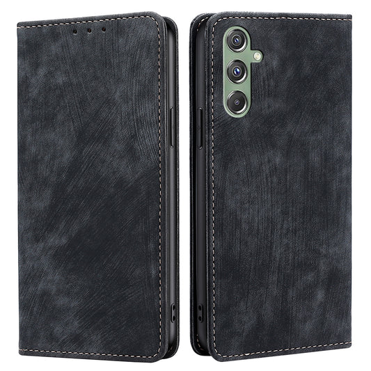 For Samsung Galaxy M34 5G / F34 5G Case Wallet PU Leather Phone Cover with RFID Blocking Function - Black