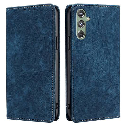 For Samsung Galaxy M34 5G / F34 5G Case Wallet PU Leather Phone Cover with RFID Blocking Function - Blue