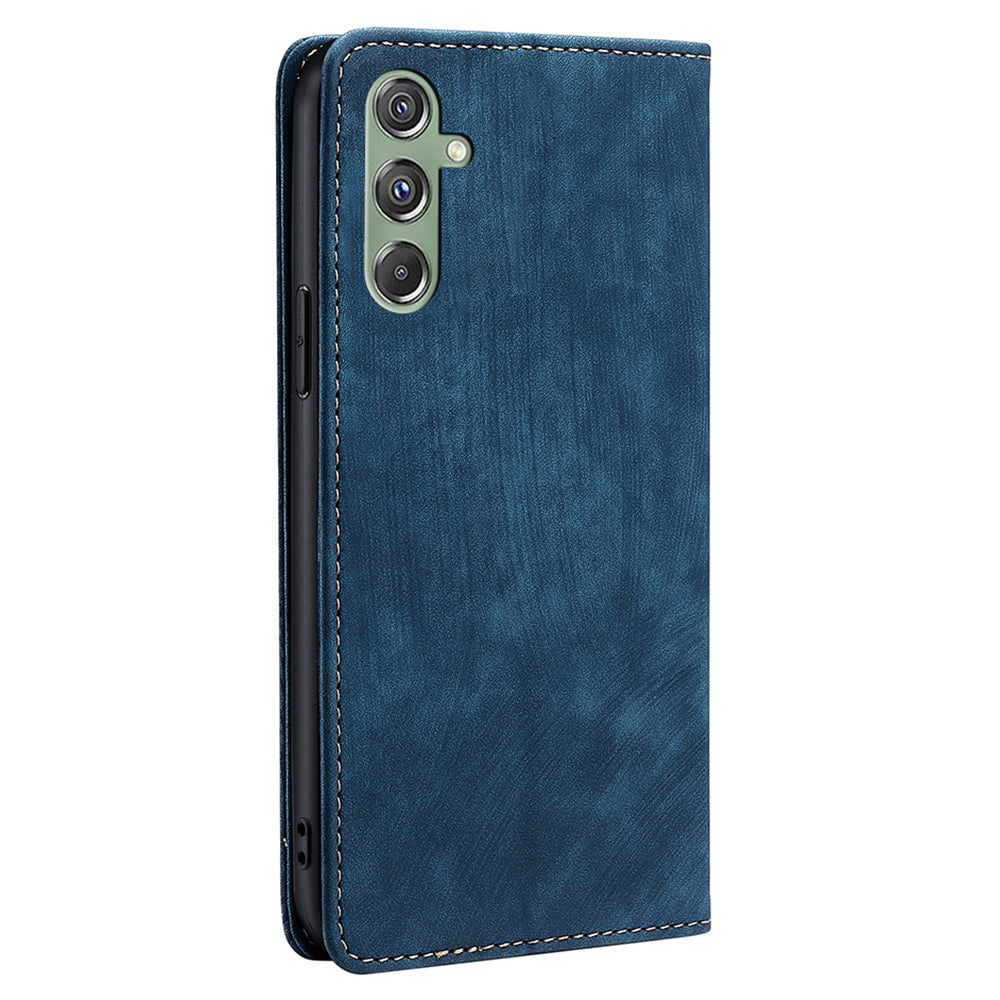 For Samsung Galaxy M34 5G / F34 5G Case Wallet PU Leather Phone Cover with RFID Blocking Function - Blue
