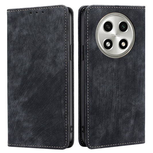 RFID Blocking Cover for Oppo A2 Pro 5G Case PU Leather Wallet Phone Shell - Black