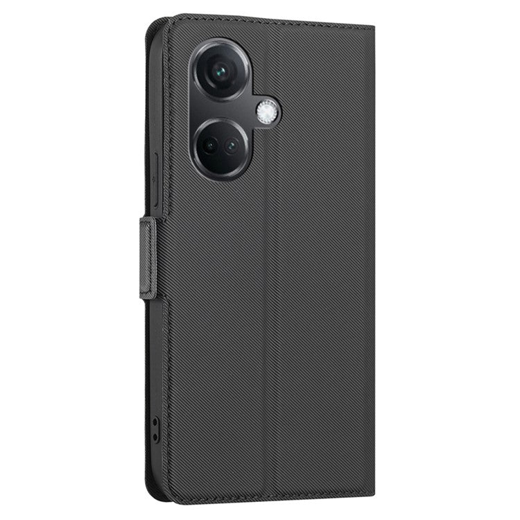 For OnePlus Nord CE3 5G Case PU Leather Twill Texture Magnetic Closure Phone Cover - Black