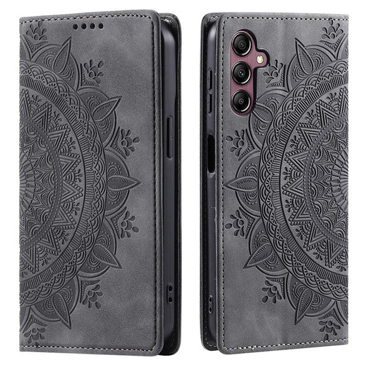 For Samsung Galaxy A24 4G (162.1 x 77.6 x 8.3mm) Case Magnetic Auto Closing Phone Wallet Cover - Grey