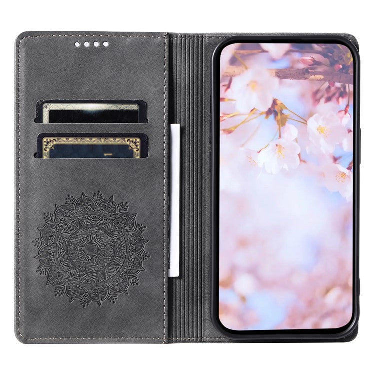 For Samsung Galaxy A24 4G (162.1 x 77.6 x 8.3mm) Case Magnetic Auto Closing Phone Wallet Cover - Grey