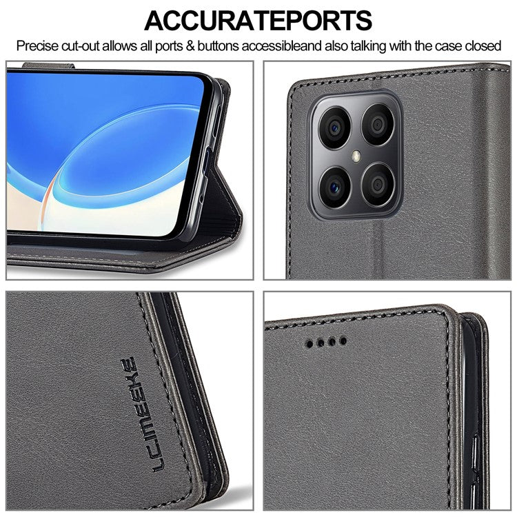 LC.IMEEKE For Honor X8 4G / X30i / Play6T Pro Case Wallet Phone Leather Cover - Grey