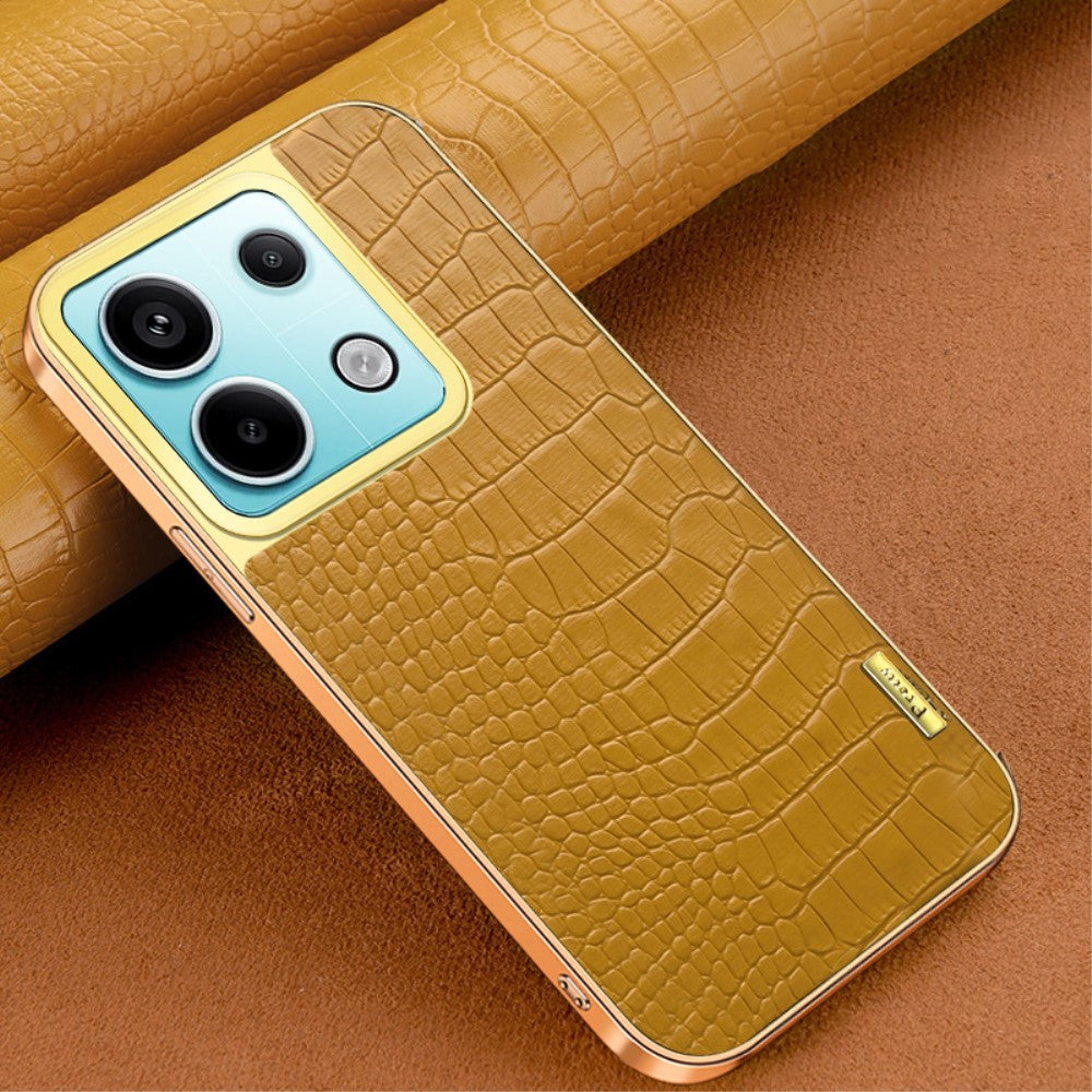 For Xiaomi Redmi Note 13 Pro 5G / Poco X6 5G Case Crocodile Texture Leather+TPU Ring Kickstand Phone Cover - Yellow