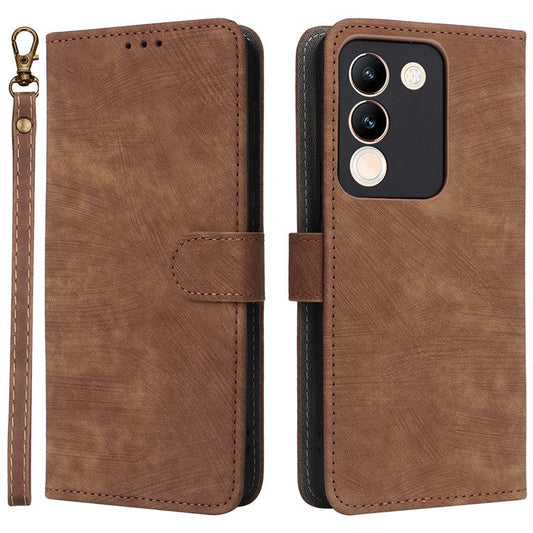 For vivo V29e (Global) 5G / Y200 (India) 5G Case RFID Blocking Wallet Stand Cover with Strap - Brown