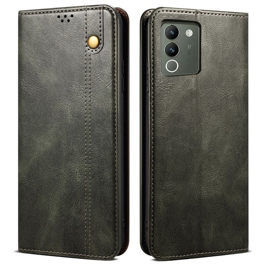 For vivo Y200 (India) 5G Case Stand Wallet PU Leather Anti-Scratch Phone Cover - Green