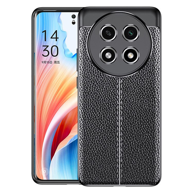 Litchi Texture Phone Case for Oppo A2 Pro 5G Dustproof TPU Phone Cover - Black