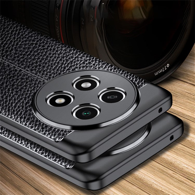 Litchi Texture Phone Case for Oppo A2 Pro 5G Dustproof TPU Phone Cover - Black