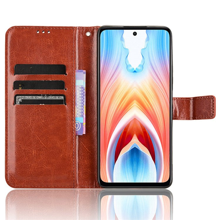 For Oppo A79 5G / A2 5G / OnePlus Nord N30 SE 5G Case PU Leather Crazy Horse Texture Wallet Phone Cover - Brown