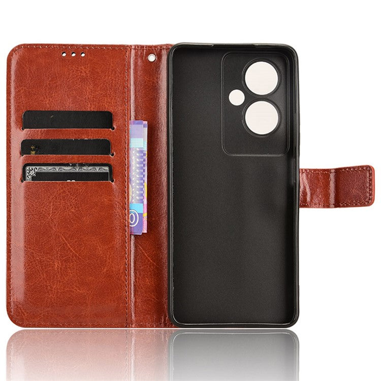 For Oppo A79 5G / A2 5G / OnePlus Nord N30 SE 5G Case PU Leather Crazy Horse Texture Wallet Phone Cover - Brown
