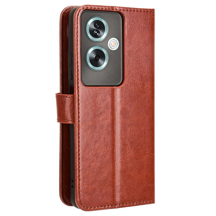 For Oppo A79 5G / A2 5G / OnePlus Nord N30 SE 5G Case PU Leather Crazy Horse Texture Wallet Phone Cover - Brown