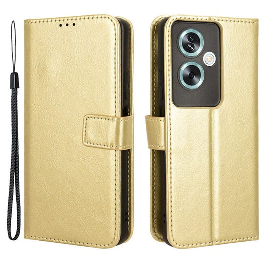 For Oppo A79 5G / A2 5G / OnePlus Nord N30 SE 5G Case PU Leather Crazy Horse Texture Wallet Phone Cover - Gold