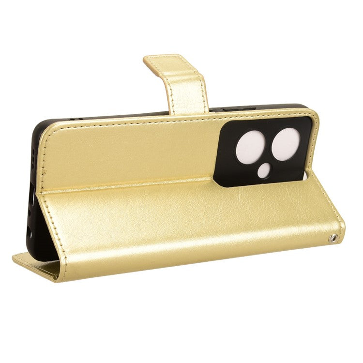 For Oppo A79 5G / A2 5G / OnePlus Nord N30 SE 5G Case PU Leather Crazy Horse Texture Wallet Phone Cover - Gold