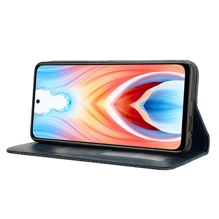 For Oppo A79 5G / A2 5G / OnePlus Nord N30 SE 5G Case Retro PU Leather Magnetic Auto Closing Wallet Cover - Blue