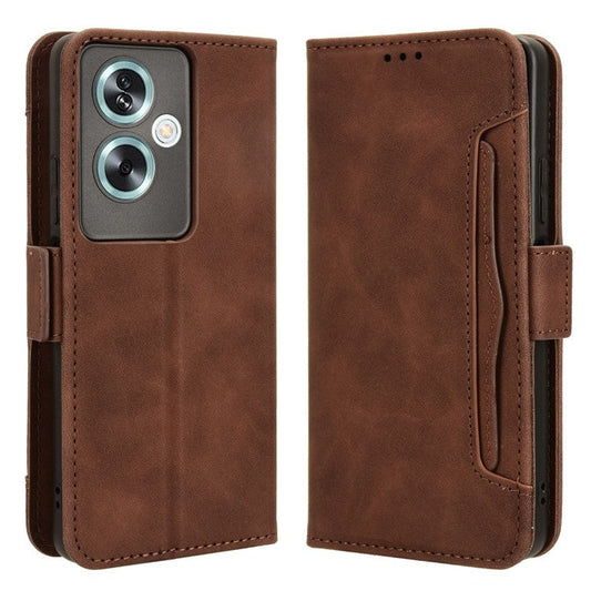 For Oppo A79 5G / A2 5G / OnePlus Nord N30 SE 5G Case Multiple Card Slots Leather Phone Wallet Cover - Brown