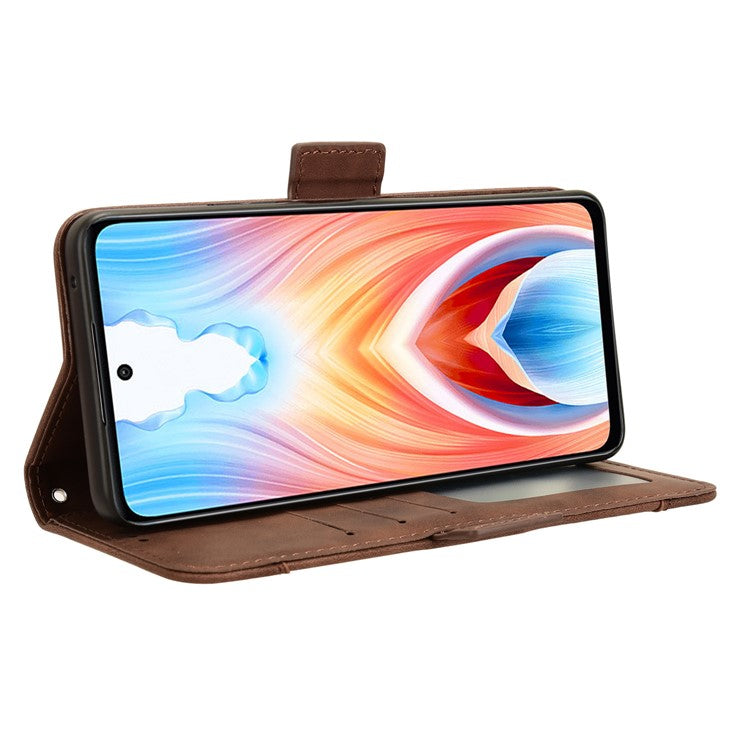 For Oppo A79 5G / A2 5G / OnePlus Nord N30 SE 5G Case Multiple Card Slots Leather Phone Wallet Cover - Brown