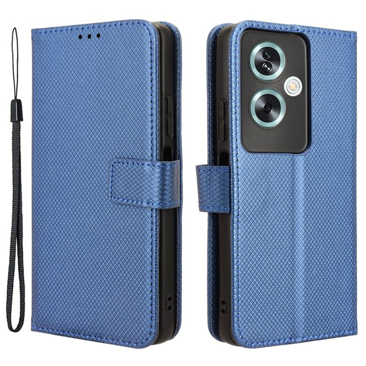 For Oppo A79 5G / A2 5G / OnePlus Nord N30 SE 5G Case Stand Wallet Diamond Texture Phone Cover - Blue