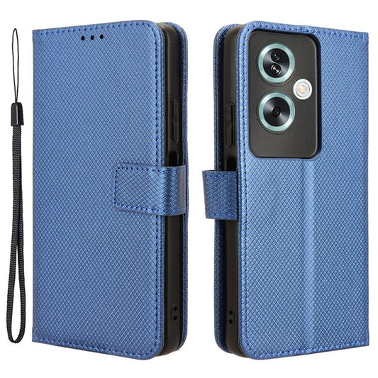 For Oppo A79 5G / A2 5G / OnePlus Nord N30 SE 5G Case Stand Wallet Diamond Texture Phone Cover - Blue