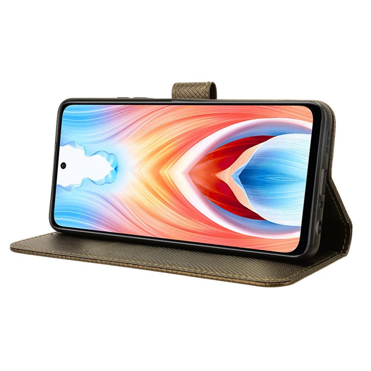 For Oppo A79 5G / A2 5G / OnePlus Nord N30 SE 5G Case Stand Wallet Diamond Texture Phone Cover - Brown