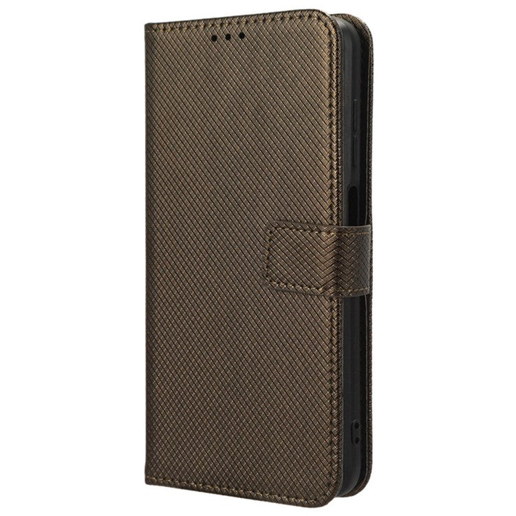 For Oppo A79 5G / A2 5G / OnePlus Nord N30 SE 5G Case Stand Wallet Diamond Texture Phone Cover - Brown