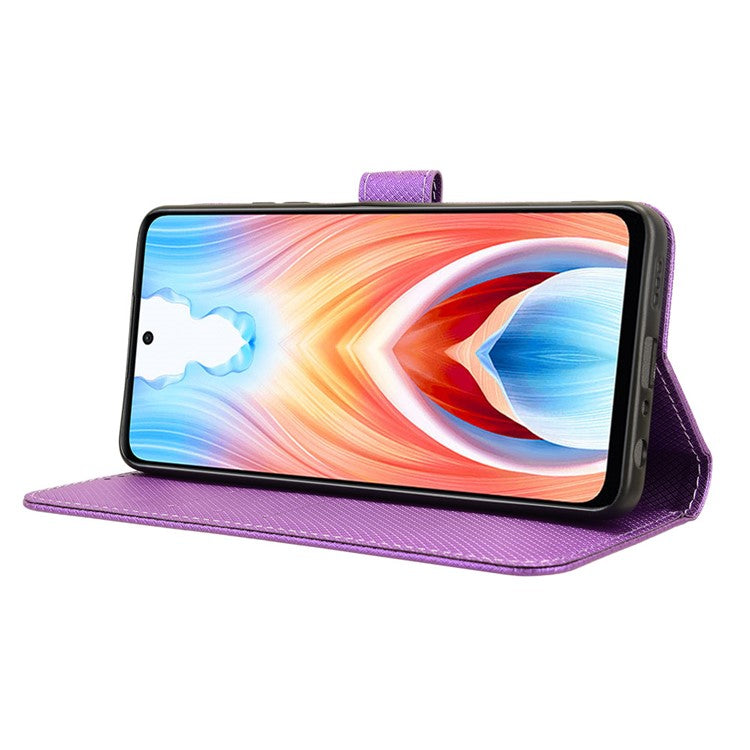 For Oppo A79 5G / A2 5G / OnePlus Nord N30 SE 5G Case Stand Wallet Diamond Texture Phone Cover - Purple