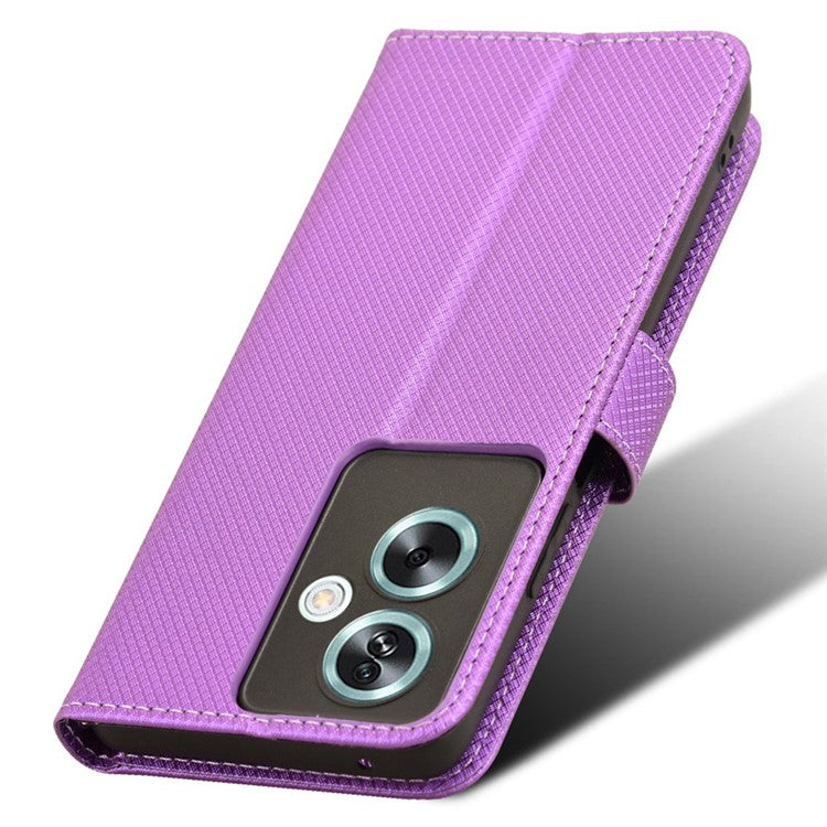 For Oppo A79 5G / A2 5G / OnePlus Nord N30 SE 5G Case Stand Wallet Diamond Texture Phone Cover - Purple