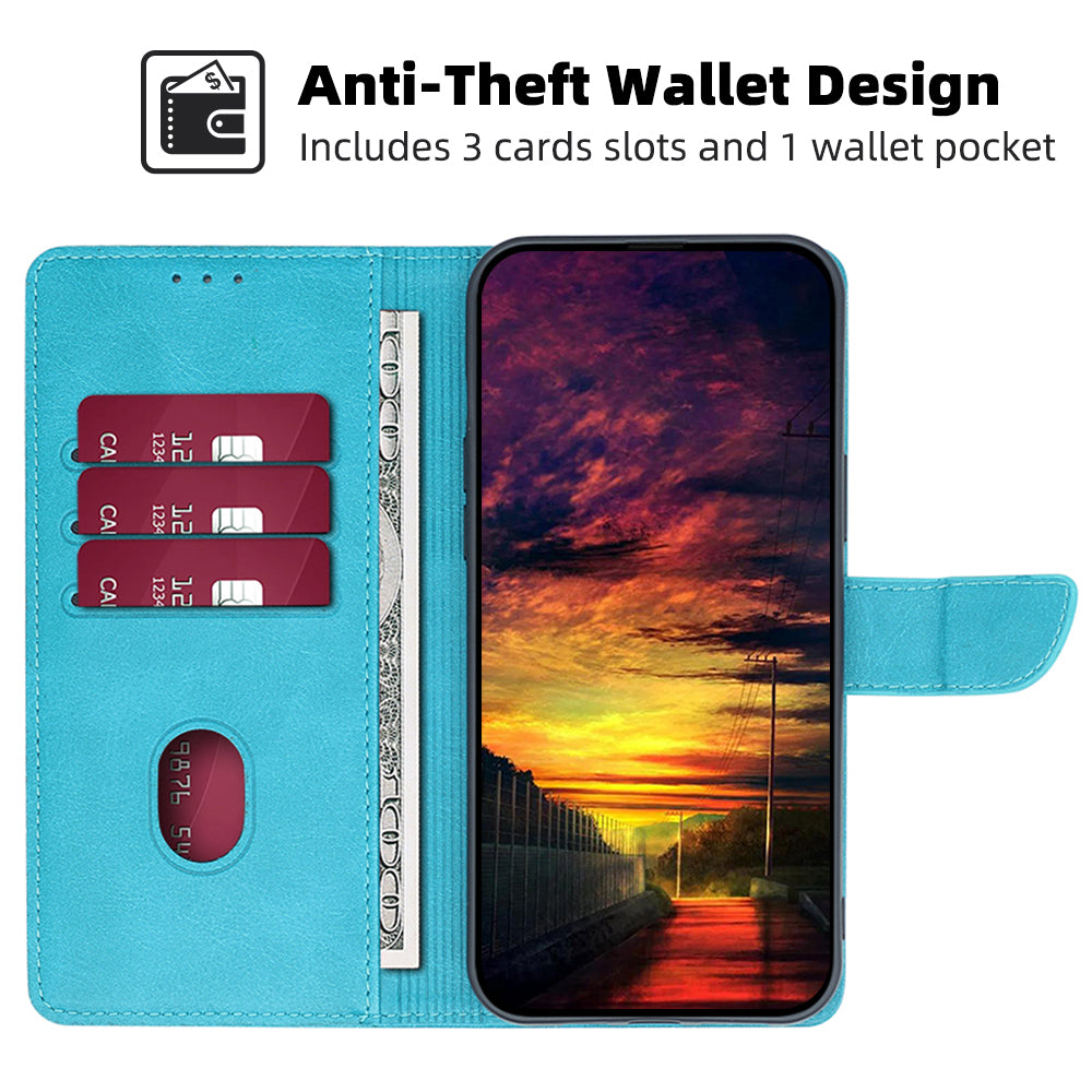 For Samsung Galaxy M34 5G /  F34 5G Case Shockproof Flip Folio PU Leather+TPU Phone Protector - Baby Blue