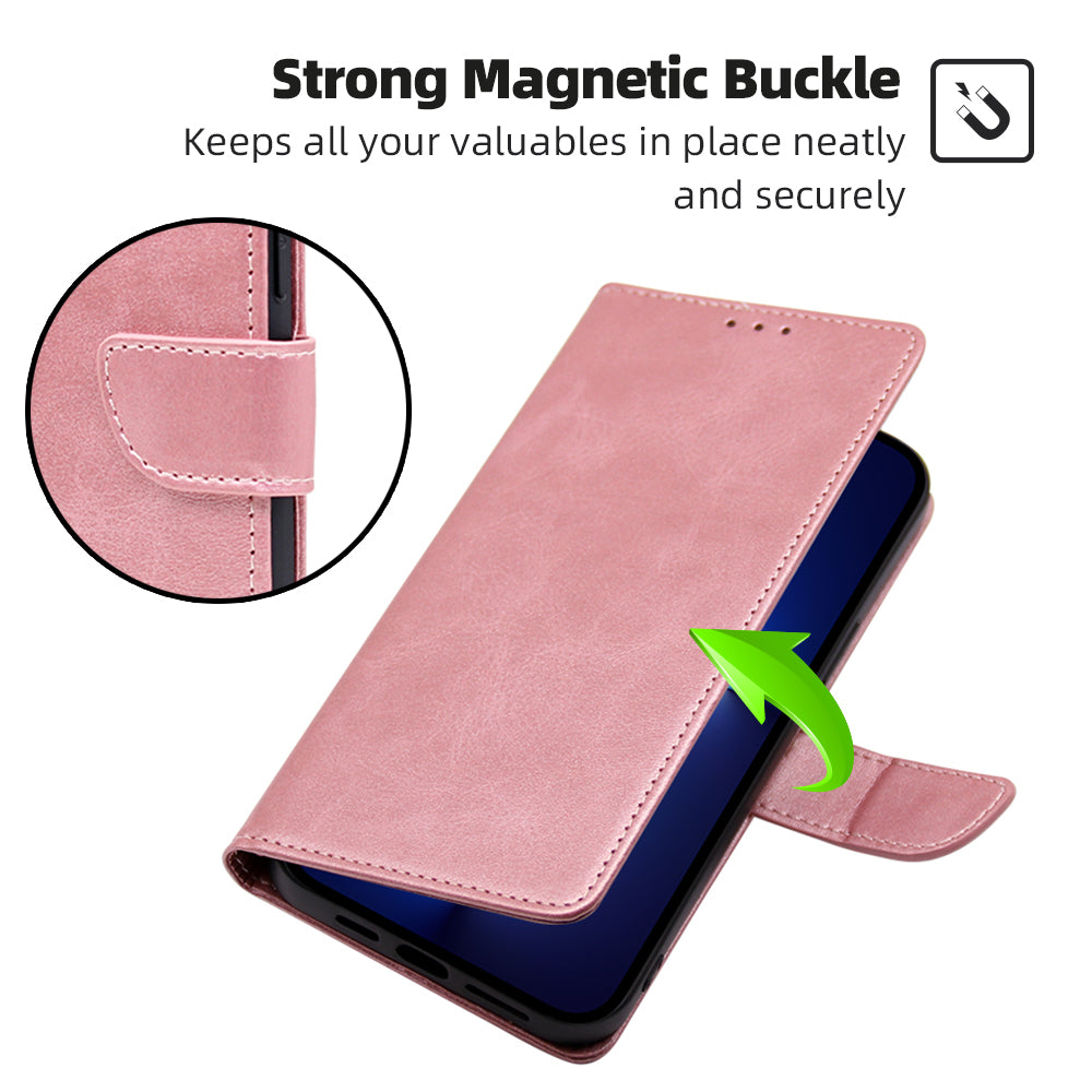 For Samsung Galaxy M34 5G /  F34 5G Case Shockproof Flip Folio PU Leather+TPU Phone Protector - Rose Gold