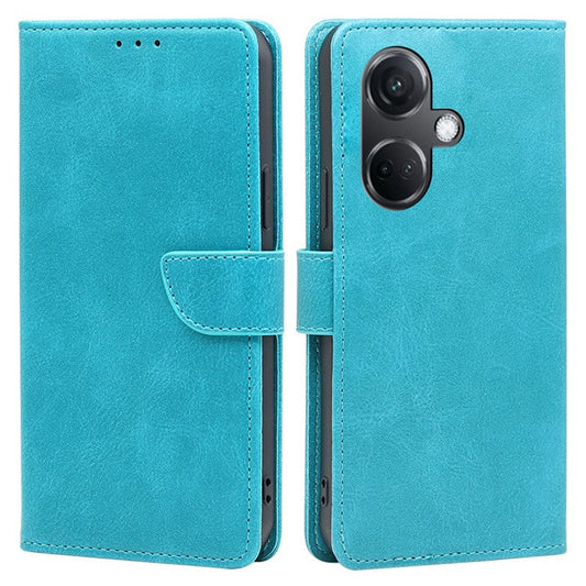 For OnePlus Nord CE3 5G Case Magnetic Clasp Calf Texture PU Leather Phone Shell - Baby Blue