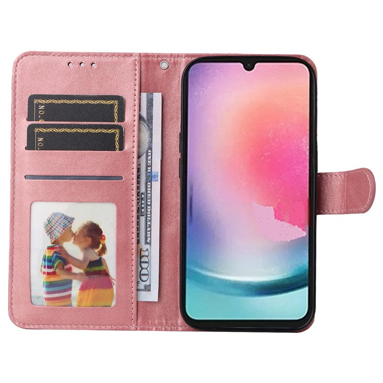 For Samsung Galaxy A25 5G (Global) (161.0 x 76.5 x 8.3mm) Case PU Leather Magnetic Closure Phone Cover - Pink