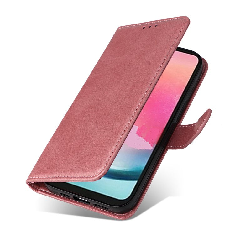For Samsung Galaxy A25 5G (Global) (161.0 x 76.5 x 8.3mm) Case PU Leather Magnetic Closure Phone Cover - Pink