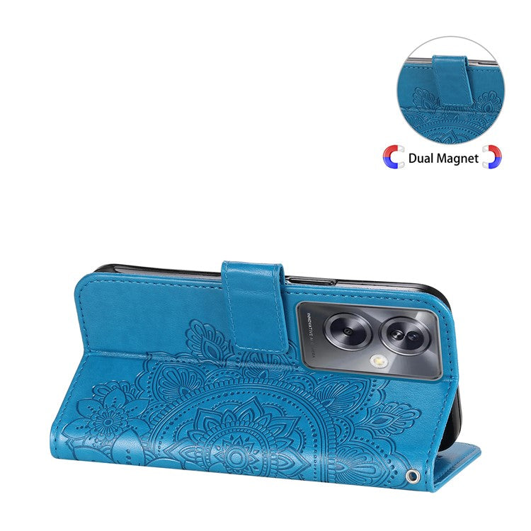 Wallet Phone Case for Oppo A79 5G / A2 5G Case Anti-Drop Imprinted PU Leather Flip Cover - Blue