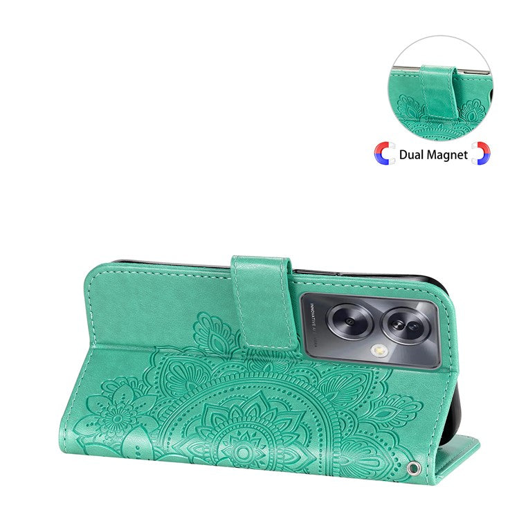 Wallet Phone Case for Oppo A79 5G / A2 5G Case Anti-Drop Imprinted PU Leather Flip Cover - Green